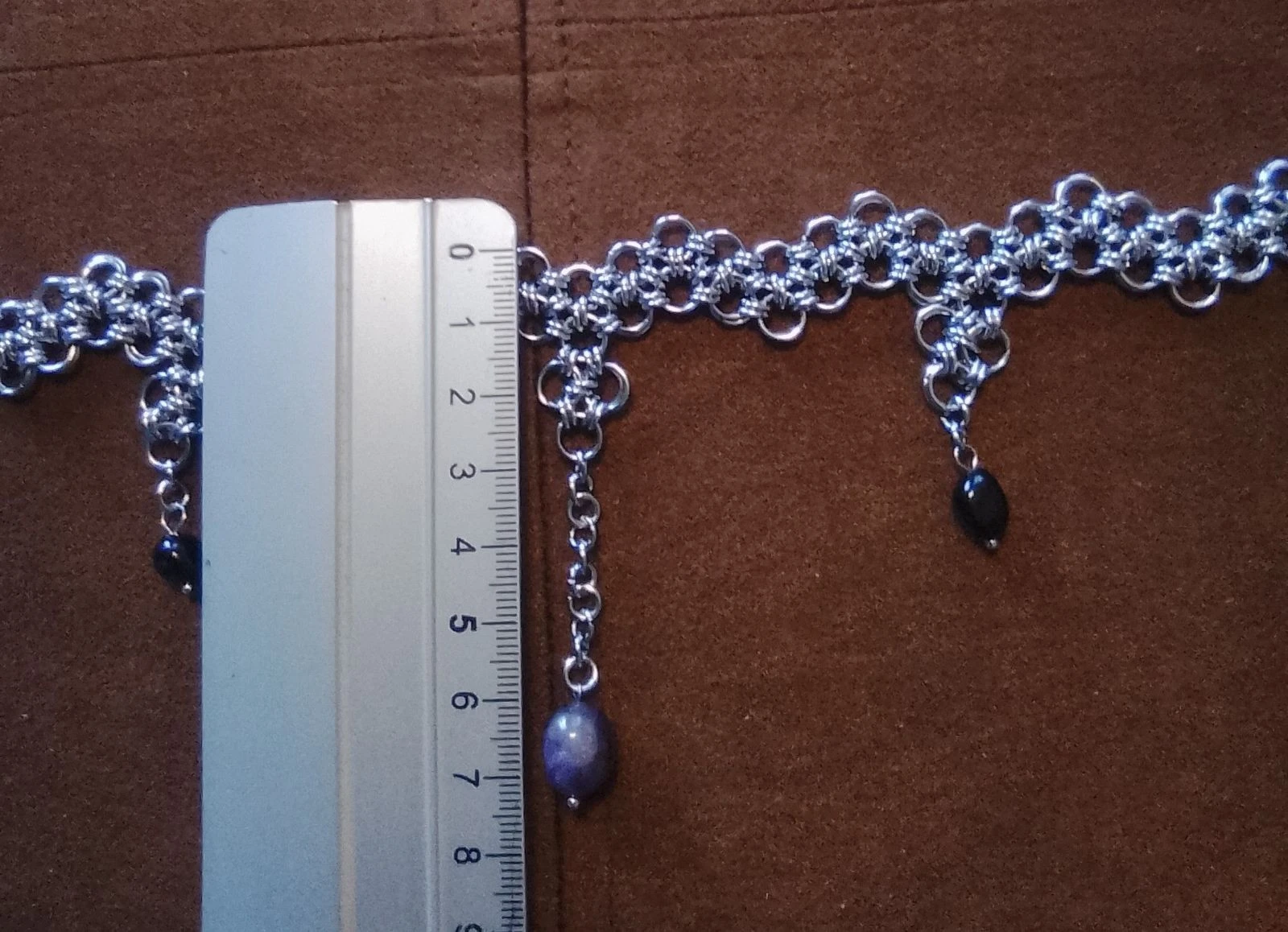 Collar choker escote malla japonesa "encaje" y piedras naturales – photo 7